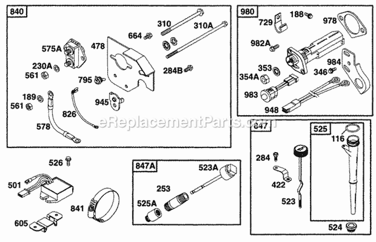 Panel Kit Oil GardOil Fill Diagram and Parts List for  Briggs and Stratton Engine